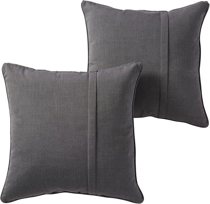 Greendale Home Fashions Sunbrella 20" Square Outdoor Throw Pillow with Removable Cover (Set of 2), Canvas Coal 2 Count