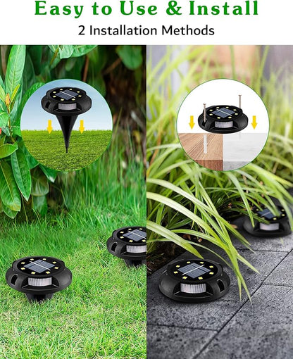 Biling Solar Outdoor Lights Walkway Lights 12 Packs, Bright Solar Ground Lights Uplight Sidelight Waterproof for Yard Walkway Garden Poolside (White)