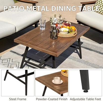 NATURAL EXPRESSIONS 7 Pieces Patio Furniture Set, Outdoor Furniture Sofa Sectional Modern Metal Patio Conversation Set with High Back Wicker Backrest & Loveseat for Balcony, Backyard, Deck, Porch
