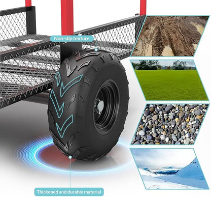 1700 LBS Steel ATV UTV Trailer Tow Behind Dump Cart, Heavy Duty Pull Behind Utility Dump Trailer for Lawn Mower Trailer Tractor Garden Yard with Removable Rear Panel