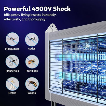 Solar Bug Zapper Outdoor, Mosquito Zapper Waterproof Electric Fly Zapper Rechargeable Mosquito Killer Lamp with 10W Solar Panel, 4500V Cordless Fly Trap for Backyard, Patio, Garden, RV, Camping