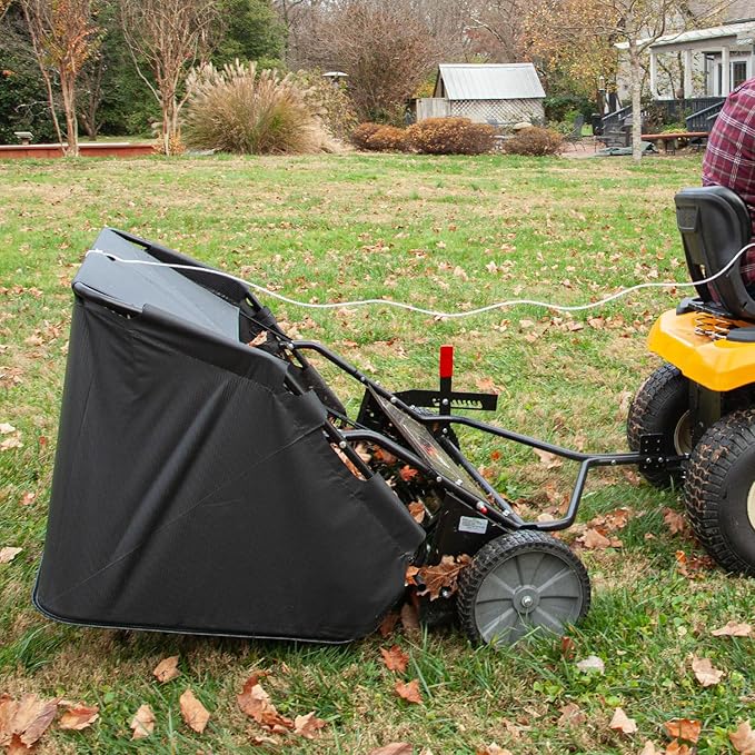 Brinly 42" Tow-Behind Lawn Sweeper in Hammered Finish with High-Velocity Brushes
