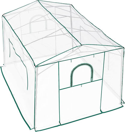 11'x 8.5'x 7.4' Walk-in Greenhouse for Outside & Indoor with 2 Roll-up Zipper Doors, 4 Ventilated Mesh Windows, Patio Plant Gardening Greenhouse for Backyard