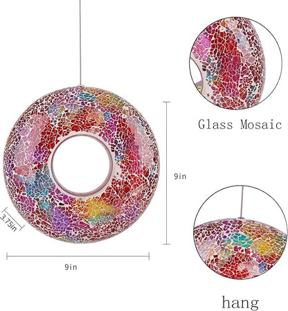 Mosaic Bird Feeder Outdoor Fly Through Wild Hanging Glass Design Birdfeeder for Garden