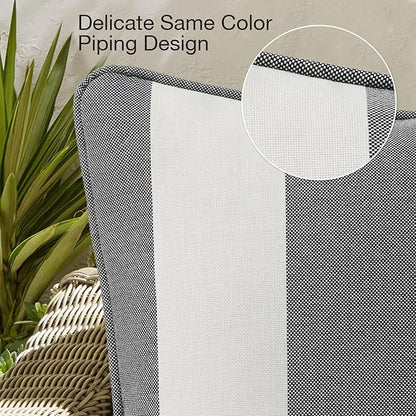 Decorative Outdoor Water Repellent Throw Pillows with Inserts, Set of 4, 20" x20" Pillows for Patio, Backyard, Bed, Couch, and Patio Furniture, Gray Stripe