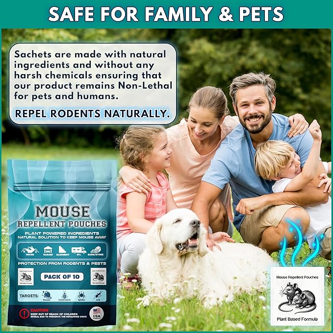Extra Strong 10Pack Natural Mouse Repellent Pouches Botanical Mice Repellent Pouches Rodent-Repelling Pouches for Indoor and Outdoor Pest Control Pouches for Home Attic Office Shed Barn Storage/RV