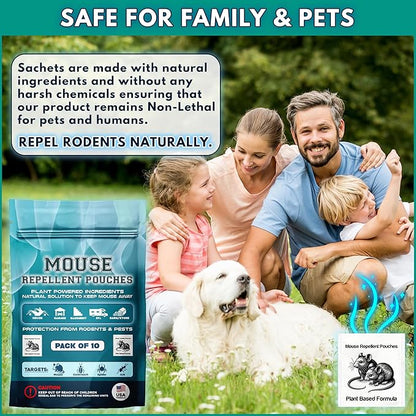 Extra Strong 10Pack Natural Mouse Repellent Pouches Botanical Mice Repellent Pouches Rodent-Repelling Pouches for Indoor and Outdoor Pest Control Pouches for Home Attic Office Shed Barn Storage/RV