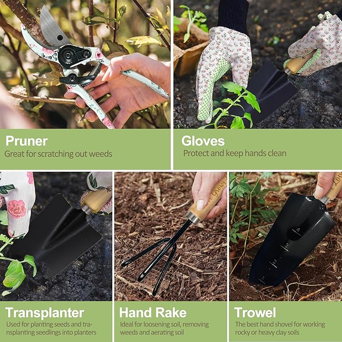 Retirement Gift for Woman, Mothers Day Garden Kit Retirement Gifts Floral Gardening Tool and Durable Garden Tool Organizer Bag, Gardening Set for Grandma/Coworker, Retired Plant Lover Birthday Present