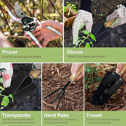 Nana Gifts, Garden Kit Nana Birthday Gifts from Grandkids Floral Gardening Tools and Durable Garden Tools Organizer Tote, Ideal Gardening Set for Women on Christmas Plant Lover Present