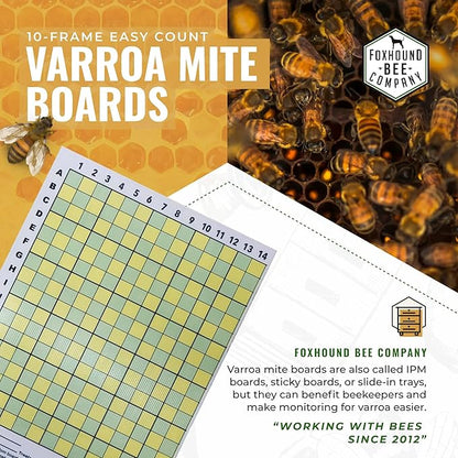 Varroa Mite Counting Board for Monitoring Mite Drop or Closing Off Screened Bottom Board (4-Pack) (10-Frame)