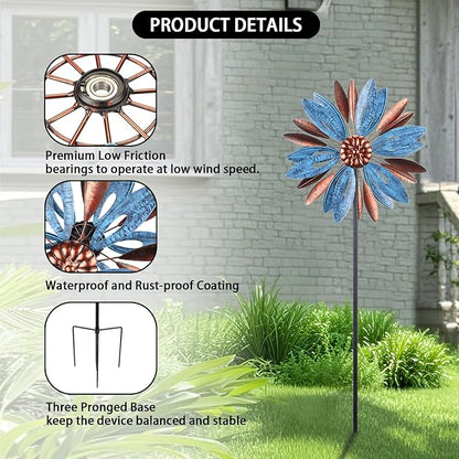WONDER GARDEN Wind Spinners Outdoor - Metal Wind Spinner Windmill, Kinetic Wind Sculpture & Spinners for Yard Patio Lawn Decor