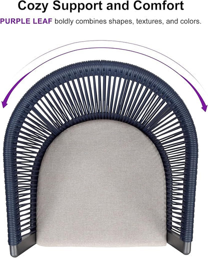 PURPLE LEAF Outdoor Dining Set for 10 All-Weather 12 Pieces Patio Aluminium Dining Large Table and Rope Weave Chairs Included Cushions for Backyard Indoor Modern Patio Furniture Set Gray and Navy