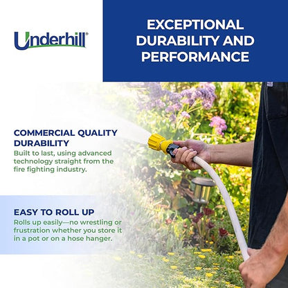 Featherweight EVO Lightweight Fabric Garden Water Hose for Outdoors, Yard, Kink-Resistant, Flexible, Weighs 5 Pounds, 200 PSI Working Pressure, 800 PSI Burst Pressure, 50 ft Long, Green