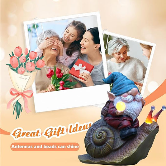 Crystal Ball Gnome Garden Decor Statue Solar Gnomes Decorationsfor Yard with Lantern Light Outdoor Decorations forBirthday Patio Mom Gift