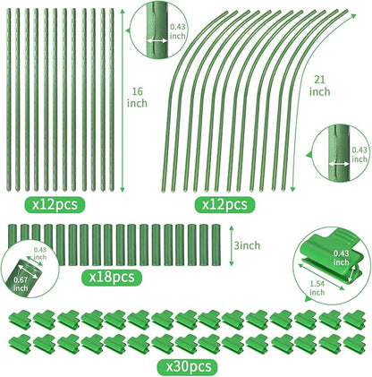 Garden Hoops Grow Tunnel for Raised Beds, 6 Sets 25.6" x 31.5" Rust-Proof Steel Greenhouse Hoops, Plant Support Garden Stakes Frame for Garden Fabric, Row Cover, Garden Netting