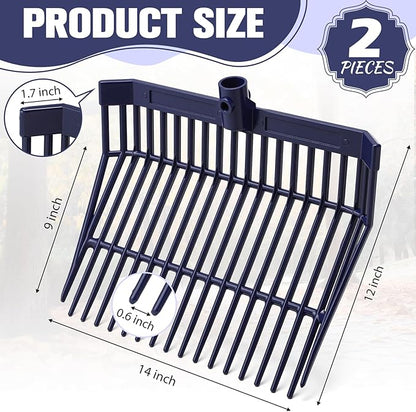 Lasnten Manure Fork Replacement Head, 18 Tines Pitchfork Head with Screws and Nuts, Horse Manure Rake for Picking up Grass and Hay (Navy,2 Pcs)