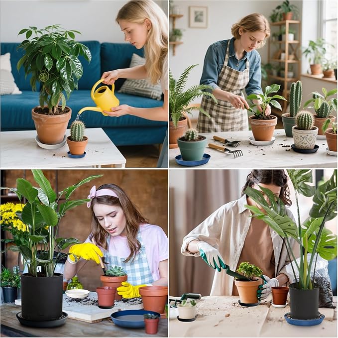 14 Inch Plant Saucer Tray 4 5 6 8 10 12 14 15 Inch Ceramic Plant Saucers for Indoors Outdoor, Drainage Drip Water Trays for Planter Pots Flower, Glazed Pot Saucers Trays (15 Inch)