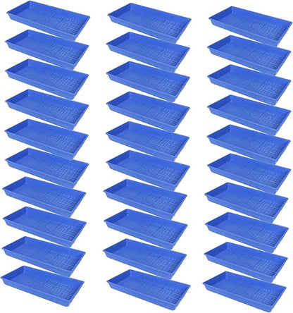 SUNPACK 10" x 20" Heavy Duty Mesh Plastic Seed Starting Tray, Blue, 2.3" (Pack of 30) - Ensures Water Drainage and Aeration, Perfect for Greenhouses or Indoor Gardening