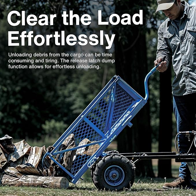 Landworks Utility Service Cart Wheelbarrow Power Wagon, Super Duty Electric 48V DC Li-Ion Battery Powered, 500 lbs Load & 1000+ lbs Hauling Capacity, Farm & Garden Dump with Modular Cargo Bed