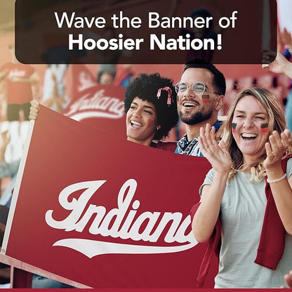 Indiana Hoosiers College Sports Printed Flag - NCAA Licensed - Nylon - School Banner (White, Red) (3' x 5')