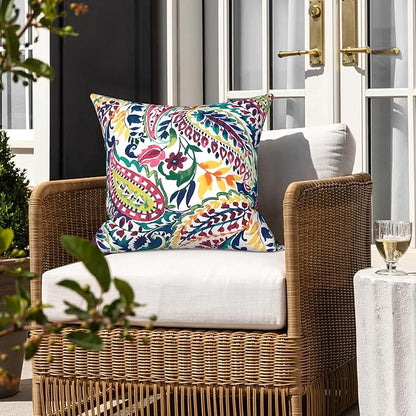 LVTXIII Outdoor Throw Pillow Covers 16 x 16 Inch, Covers ONLY Modern Cute Pattern Decorative Square Toss Pillow Case Pack of 2 for Home Patio Garden Sofa Bed Furniture, Vigour Paisley