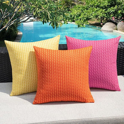 Kevin Textile Fall Outdoor Waterproof Throw Pillow Covers Pack of 2 Farmhouse Decorative Cushion Covers for Garden Patio Tent Balcony Bench Couch Sofa 24x24 Inch, Orange