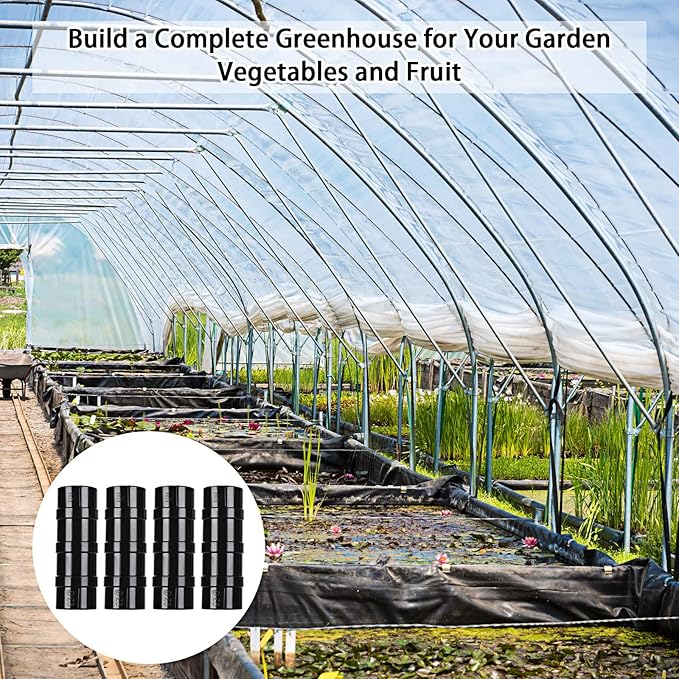 50 PCS 0.9 Inch Greenhouse Clamps Clips 23mm Plastic Black ABS Snap Clamp Tube Clip Garden Buildings Tube Clip for Greenhouse Film, Sunshade Nets, Frame Shelters (Outer Ø 1.06” inner Ø 0.9”)