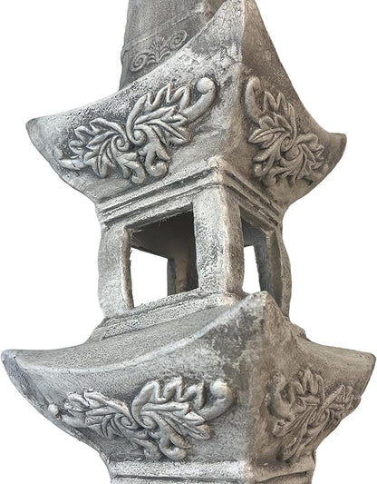 35.5’’High Asian Zen Pagoda Magnesium Oxide Tall Lantern Statue Outdoor Sculpture for Garden Backyard Decor Pagoda Statue Miniature Tower Lantern Landscape Garden Decoration