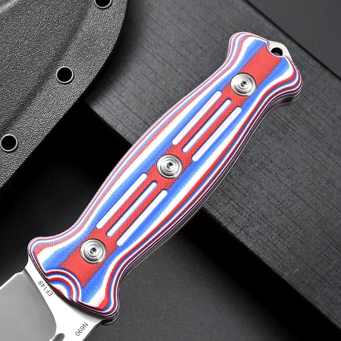 Eafengrow EF149 Fixed Blade Knife N690 Steel Blade Colorful G10 Handle Full Tang EDC Straight Knife for Hunting Camping Adventure