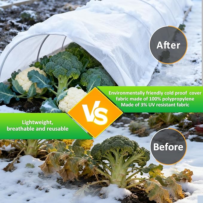 White Plant Covers Freeze Protection, 10 x 50 ft - 2 oz/yd² Frost Cloths for Outdoor Plants, Tree Covers Freeze Protection, Winter Garden Blanket, Sun Cover for Plants for Greenhouse, Vegetables