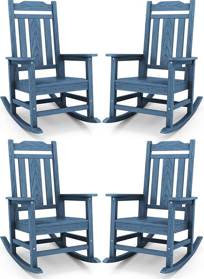 SERWALL Outdoor Rocking Chair Blue Set of 4