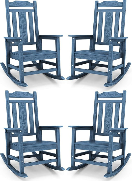 SERWALL Outdoor Rocking Chair Blue Set of 4