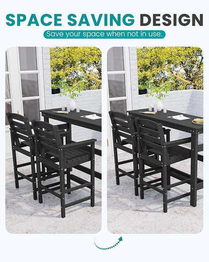 SERWALL 41" Outdoor Bar Table, All Weather HDPE Patio Bar Counter Height Table, Rectangle Patio Bar Table for Outside, Garden, Backyard, Balcony, Poolside, Black