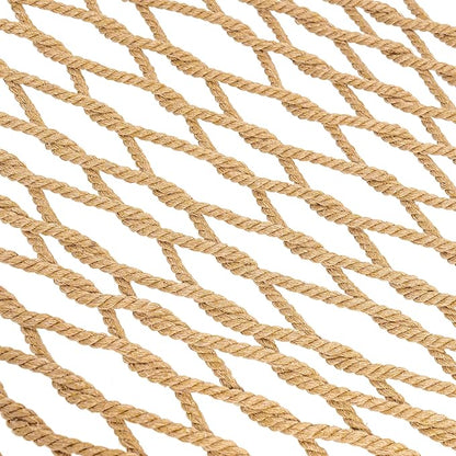 Lazy Daze Hammocks Double Rope Hammock, 2 Person Traditional Outdoor Hand Woven Cotton Rope Hammock with Spreader Bar, Chains, Tree Straps for Patio Yard - Max 450 Lbs, Tan