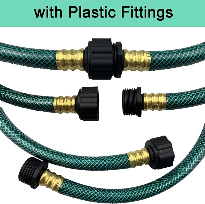 PVC Garden Hose 1/2 Inch, Flexible Water Hose with Male and Female Fittings, No Leaking, Heavy Duty, for Household, Outdoors, Lawns, Patio (4 FT, Green, Plastic Fittings)