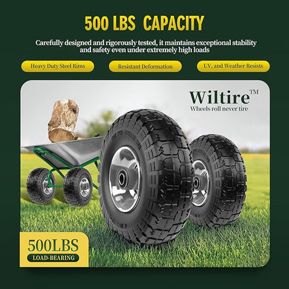 (2 Pack) 4.10/3.50-4 Flat Free Tire and Wheel 10-Inch Solid Wheel Replacement with 5/8 Bearings,2.2" Offset Hub -Compatible with Hand Truck,Wheelbarrow(Gray)