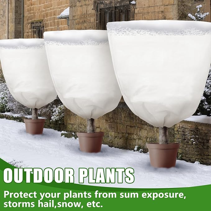NNG 5PCS Winter Plant Covers Freeze Protection 47.2x47.2Inch Frost Blanket Shrub Covers with Zipper Drawstring Plant Protector Shrub Jacket Winter Tree Cover for Outdoor Plants, Shrub Potted Plants