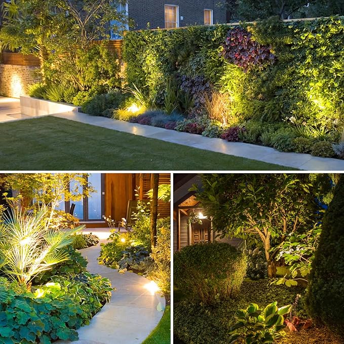 ZYAN Low Voltage Landscape Spotlights LED Landscape Lighting with Sensor, IP65 Waterproof Outdoor Lights for Yard Garden Pathway, Plant Tree Spoltights Dimmable with Timer, Auto ON/Off (4 Pack)