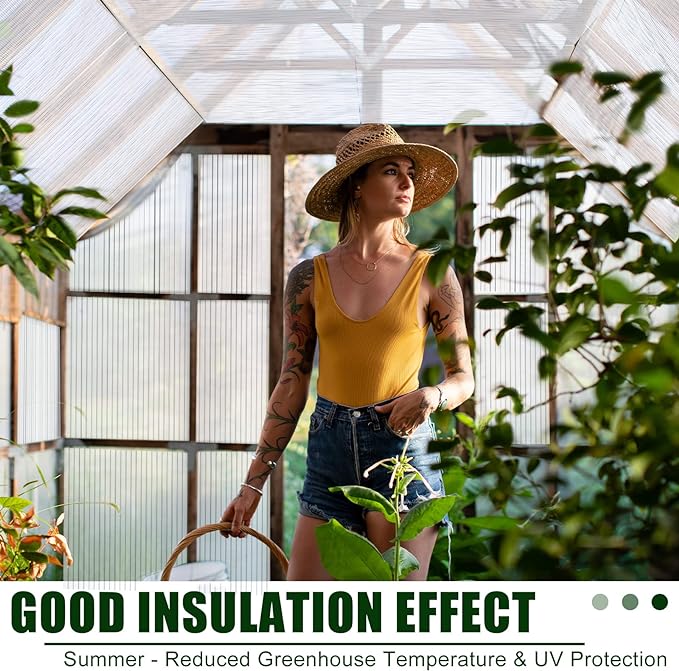 Tatuo 6 Pack 6' X 2' X 0.24'' Polycarbonate Greenhouse Panels Polycarbonate Sheets Twin-Wall Roof Panels Waterproof UV Protected Clear Corrugated Plastic Roofing for Greenhouse Replacement