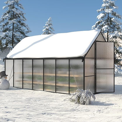 8x14 FT Greenhouse for Outdoors, Polycarbonate Greenhouse with Roof Vent, Enhanced Aluminum Large Walk-in Green House for Garden Backyard