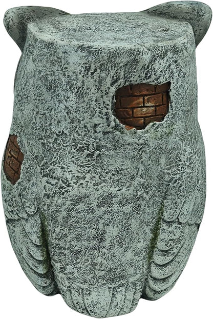 13‘’H Owl Statue Garden Owl Stool MGO Outdoor Decor Statue Decorative Sculpture Stool Plant Stand for Home Decor Yard Patio Garden Statues,Grey