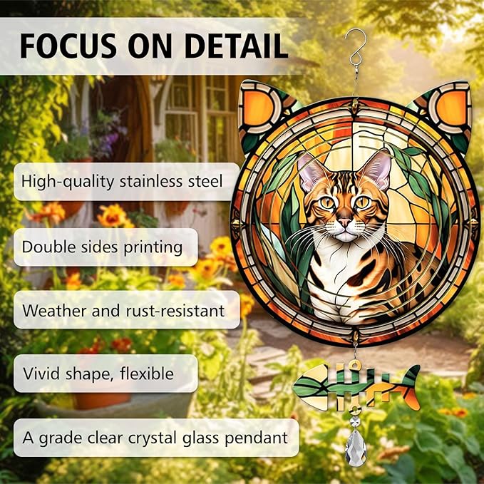 Bengal Cat Wind Spinner, Bengal Cat Wind Spinner Hanging for Yard and Garden
