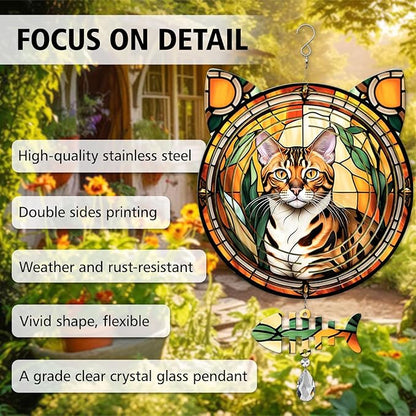 Bengal Cat Wind Spinner, Bengal Cat Wind Spinner Hanging for Yard and Garden