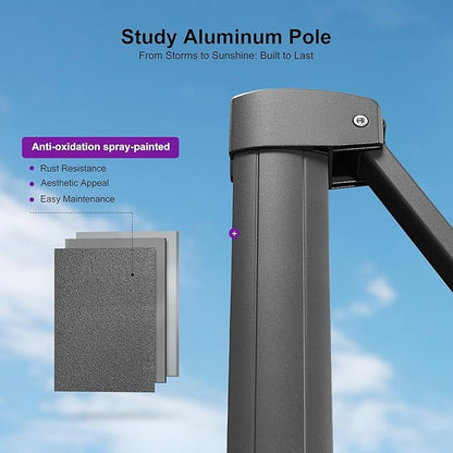 PURPLE LEAF 10 FT Outdoor Umbrella with Base Patio Cantilever Aluminum Umbrella with 3 Years Fade Resistance Recycled Fabric Offset Square with 360-degree Rotation for Deck Pool Garden, Sand Dune