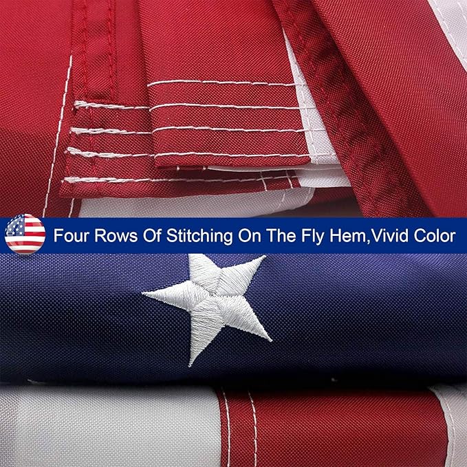 6x10 FT American Flag for Outside, Best Embroidered Stars and Sewn Stripes, 210D Heavy Duty Polyester, Suitable For Outdoor High Winds Areas (American flag 6x10 FT)