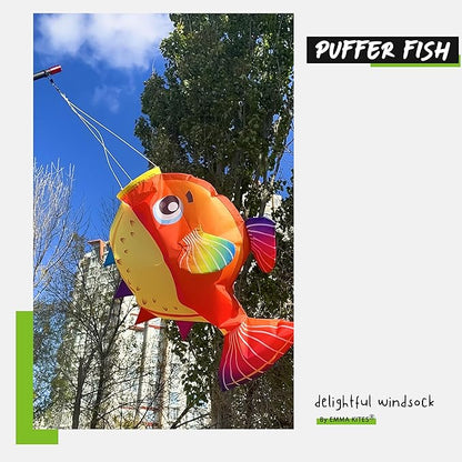 emma kites Puffer Fish Windsock Hanging Décor for Garden Backyard Balcony Porch Party Campsite Decoration 29-INCH