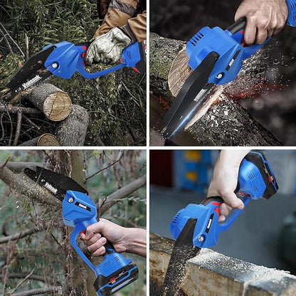 Chainsaw 6 Inch Mini Electric Chain Saw Cordless Battery Powered,Hand Held Saw Pruning Shears Chain for Tree Branches,Courtyard,Household and Garden Gifts for Men Dad Husband Women