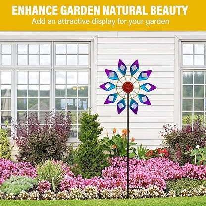 45" Sunglasses Garden Wind Spinners for Yard, Special 9pcs Mirrors Kinetic Wind Spinner Outdoor Decor, Wind Sculpture Yard Art Decorations for Patio, Lawn & Garden