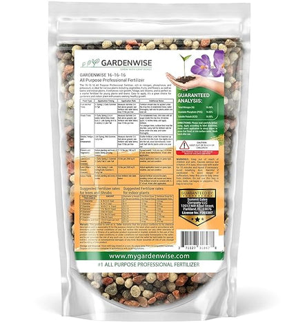 16-16-16 All Purpose Professional Fertilizer - Lawn, Flower, Tree, Shrub & Vegetable Garden Fertilizer (1/2 Quart)