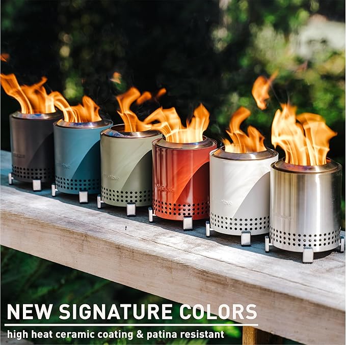 Solo Stove Mesa, 5.1 Inch Tabletop Fire Pit with Stand - Smokeless, Stainless Steel Fire Pit for Camping, Outdoor & Patio- Wood Burning or Pellet Fueled Portable Bonfire, 1.4lbs, Ash